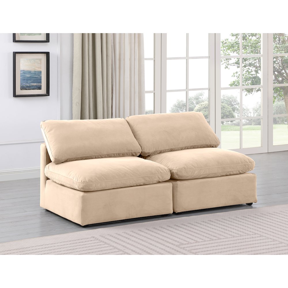 Indulge Beige Velvet Modular Sofa. Picture 2