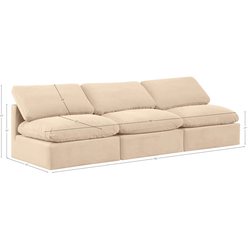 Indulge Beige Velvet Modular Sofa. Picture 7