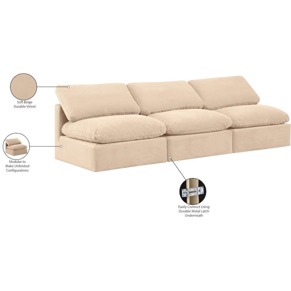 Indulge Beige Velvet Modular Sofa. Picture 8