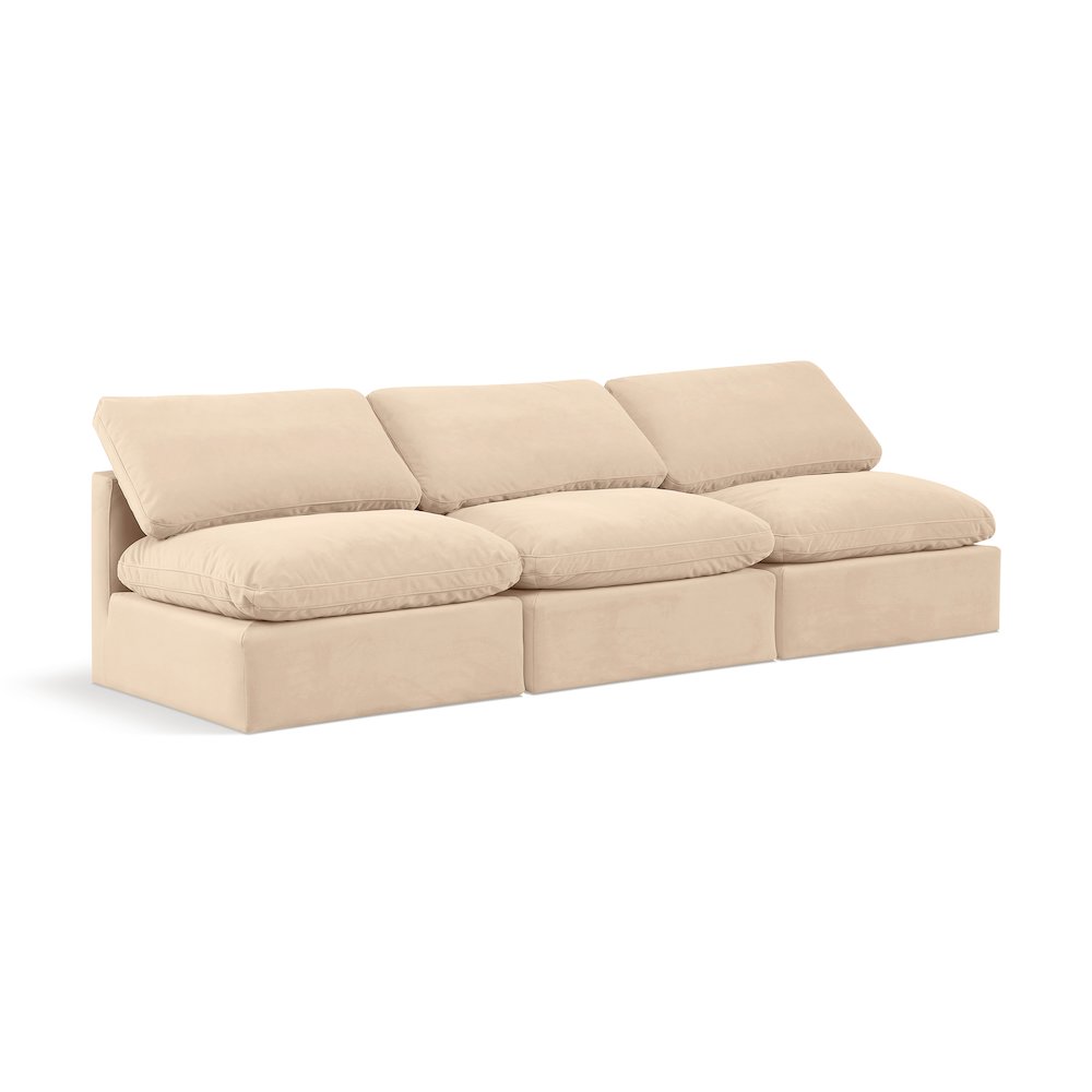 Indulge Beige Velvet Modular Sofa. Picture 1