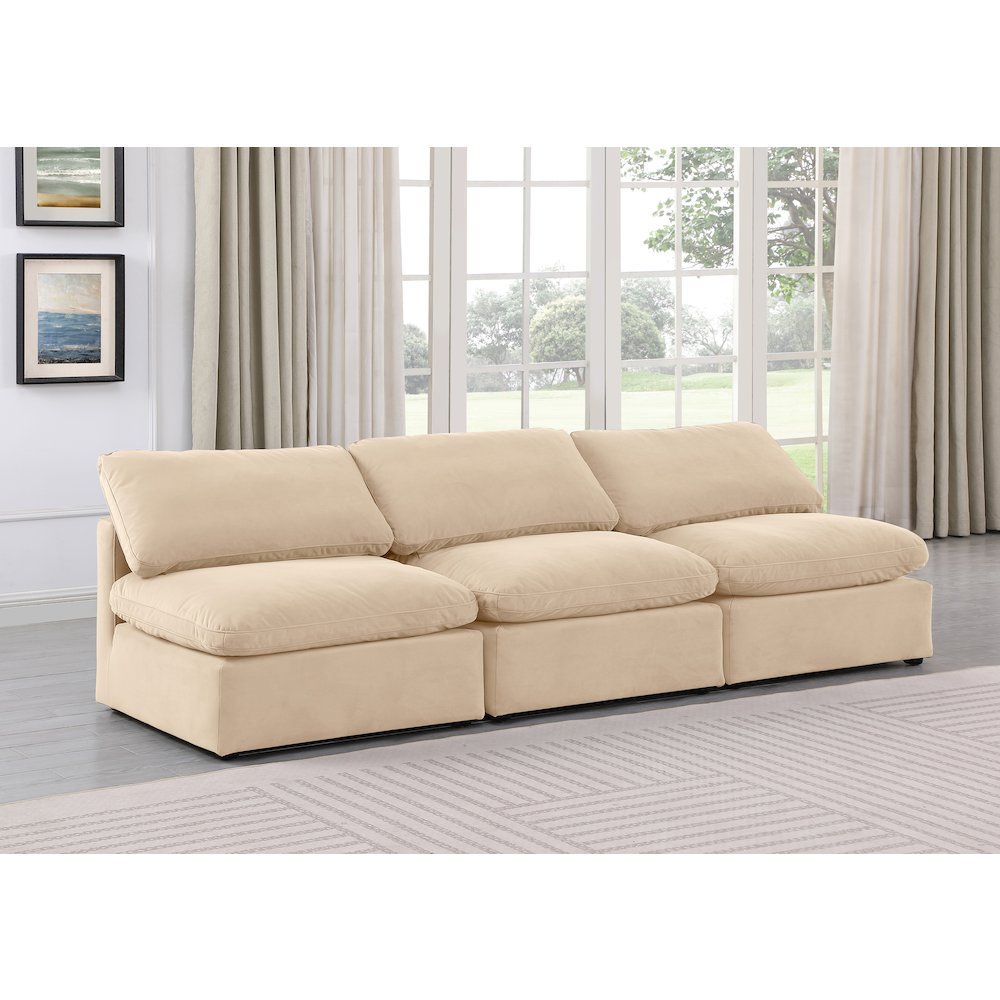 Indulge Beige Velvet Modular Sofa. Picture 2