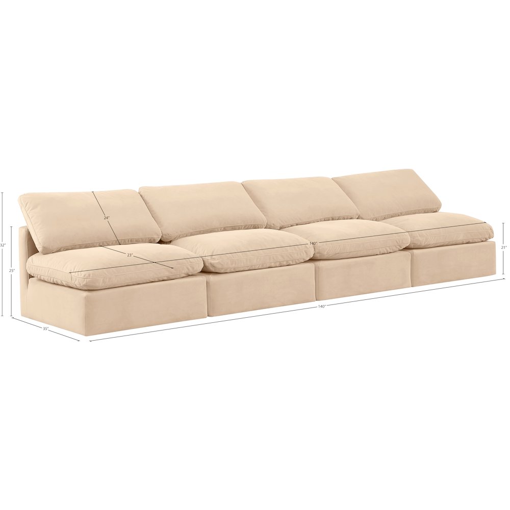 Indulge Beige Velvet Modular Sofa. Picture 7