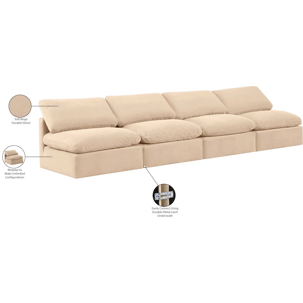 Indulge Beige Velvet Modular Sofa. Picture 8