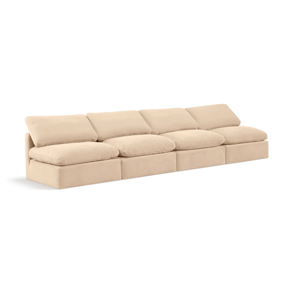 Indulge Beige Velvet Modular Sofa. Picture 1