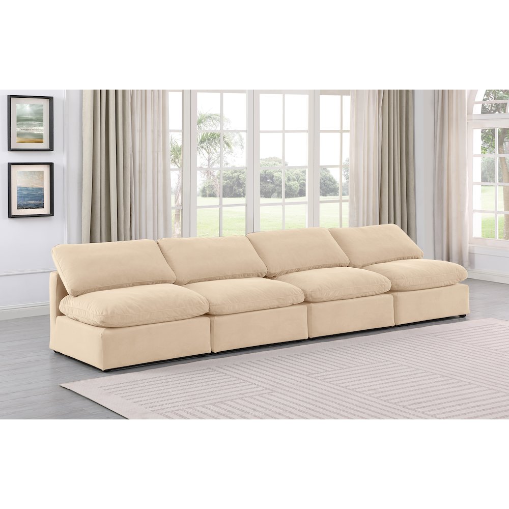 Indulge Beige Velvet Modular Sofa. Picture 2