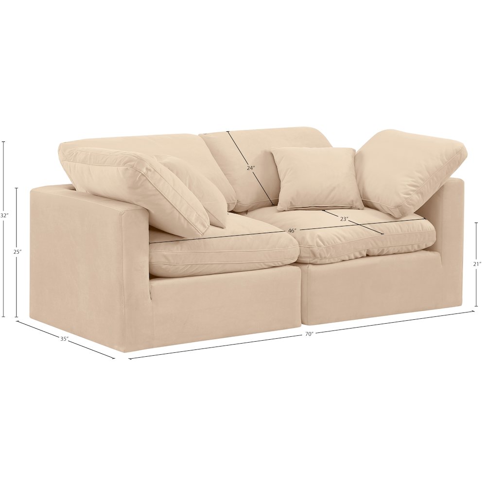 Indulge Beige Velvet Modular Sofa. Picture 8