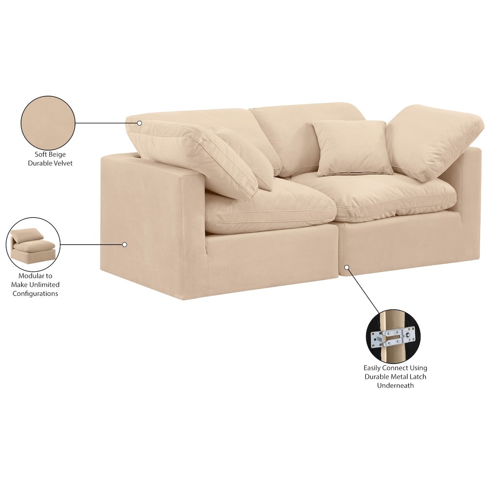 Indulge Beige Velvet Modular Sofa. Picture 9