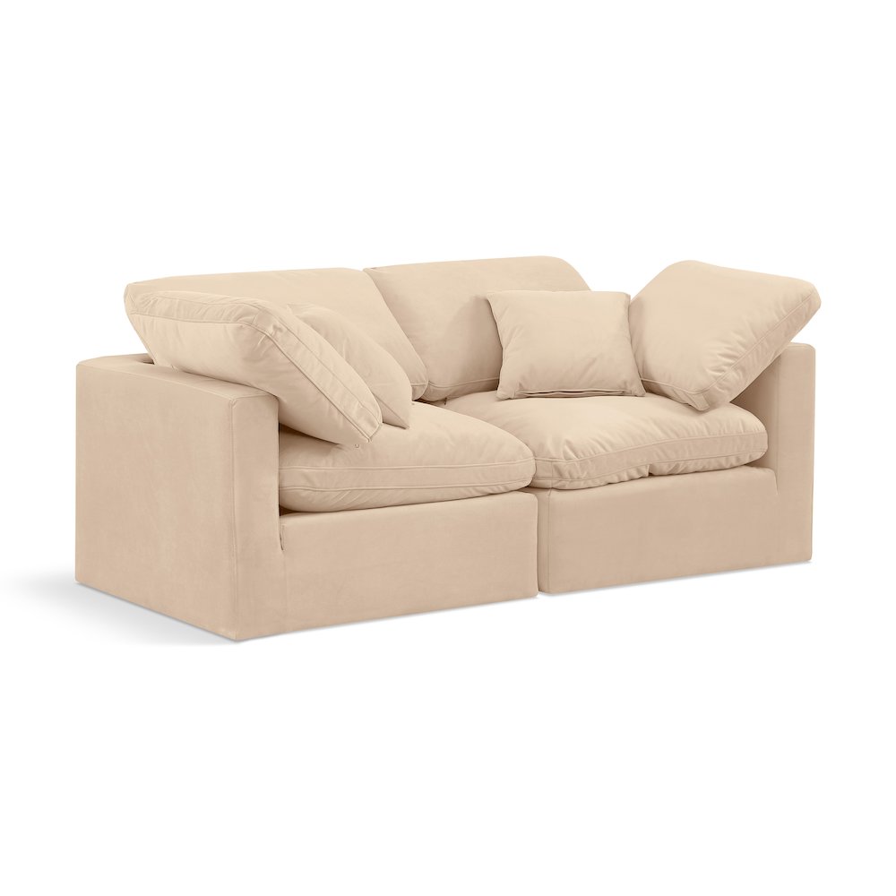Indulge Beige Velvet Modular Sofa. Picture 1