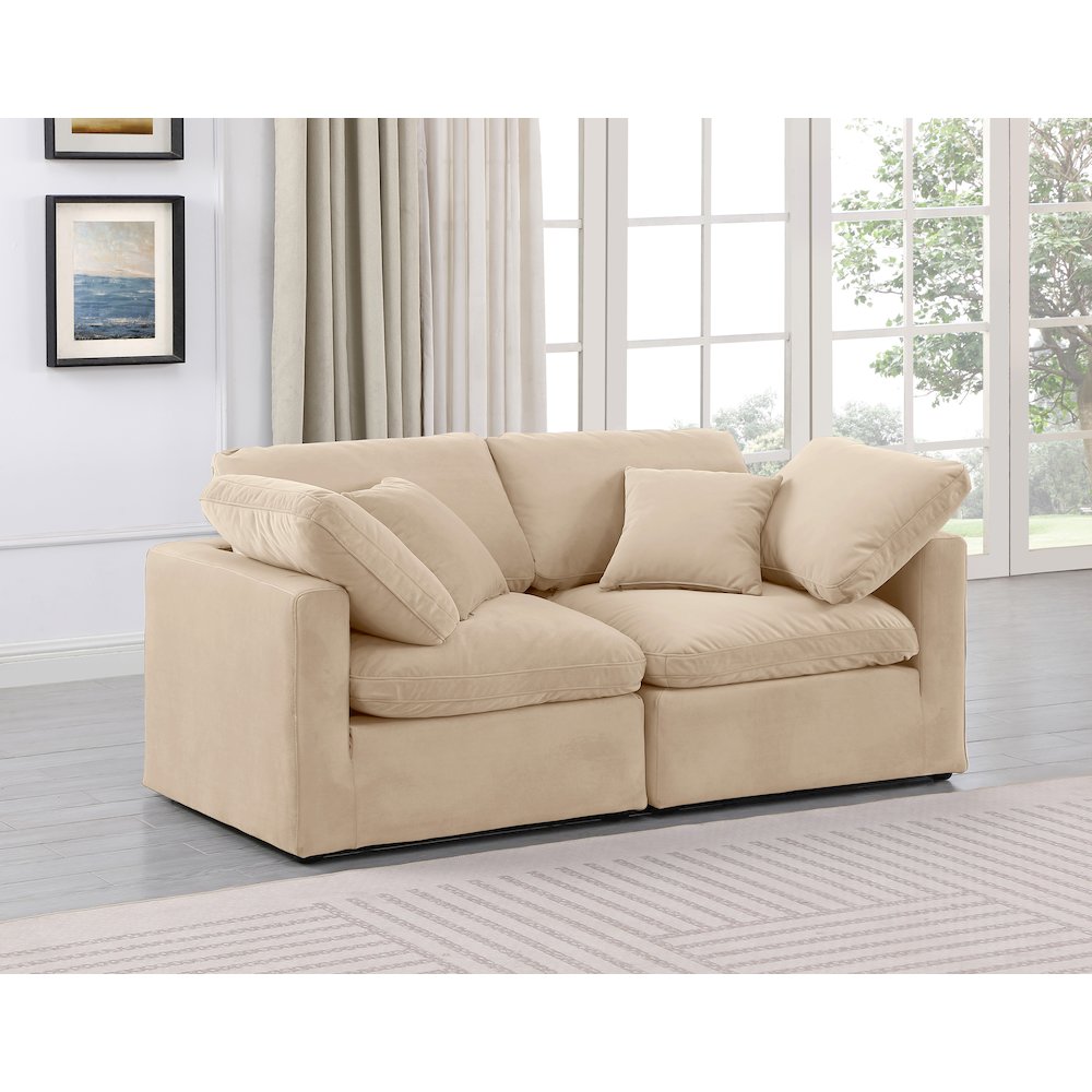 Indulge Beige Velvet Modular Sofa. Picture 2