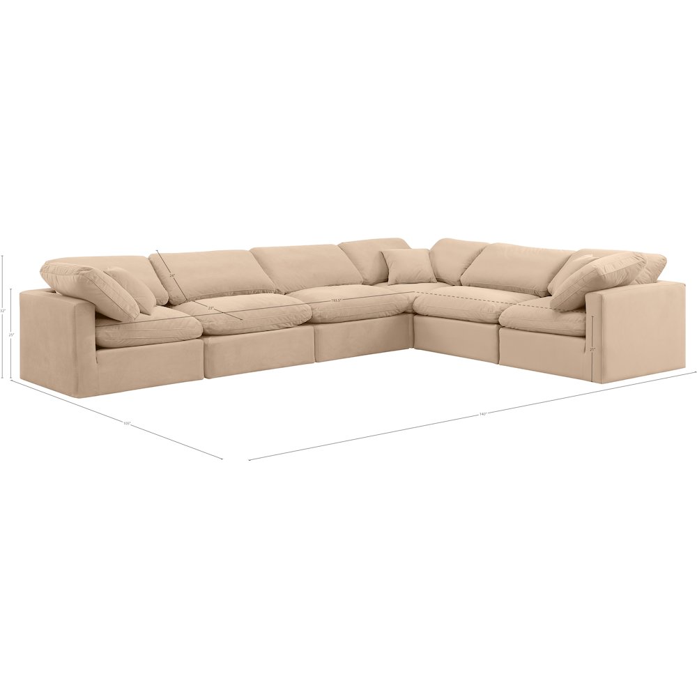 Indulge Beige Velvet Modular Sectional. Picture 9