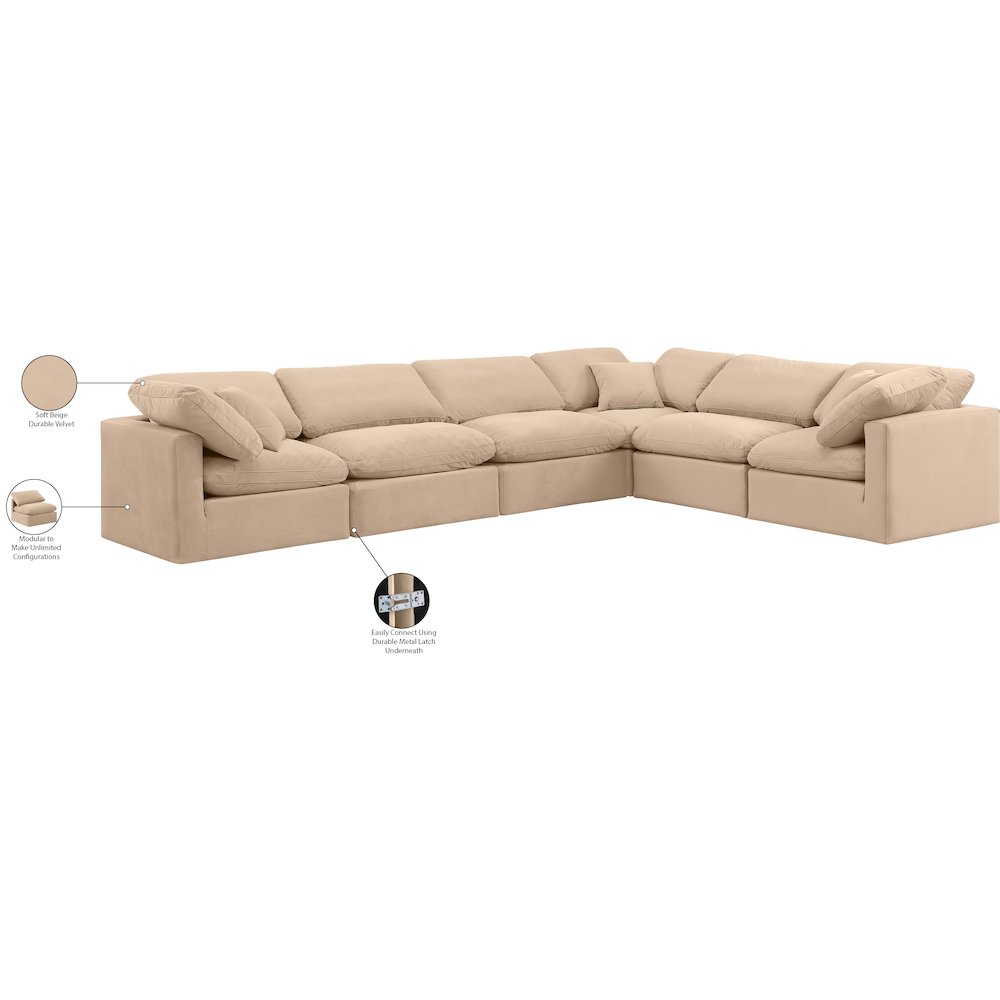 Indulge Beige Velvet Modular Sectional. Picture 10