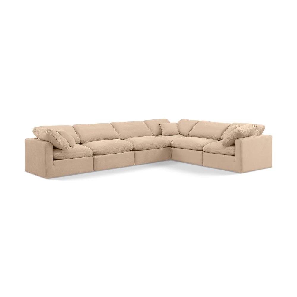 Indulge Beige Velvet Modular Sectional. Picture 1