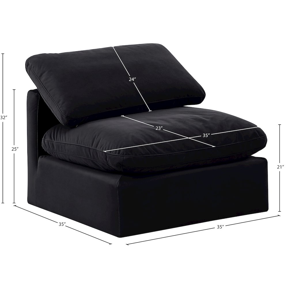 Indulge Black Velvet Armless Chair. Picture 8