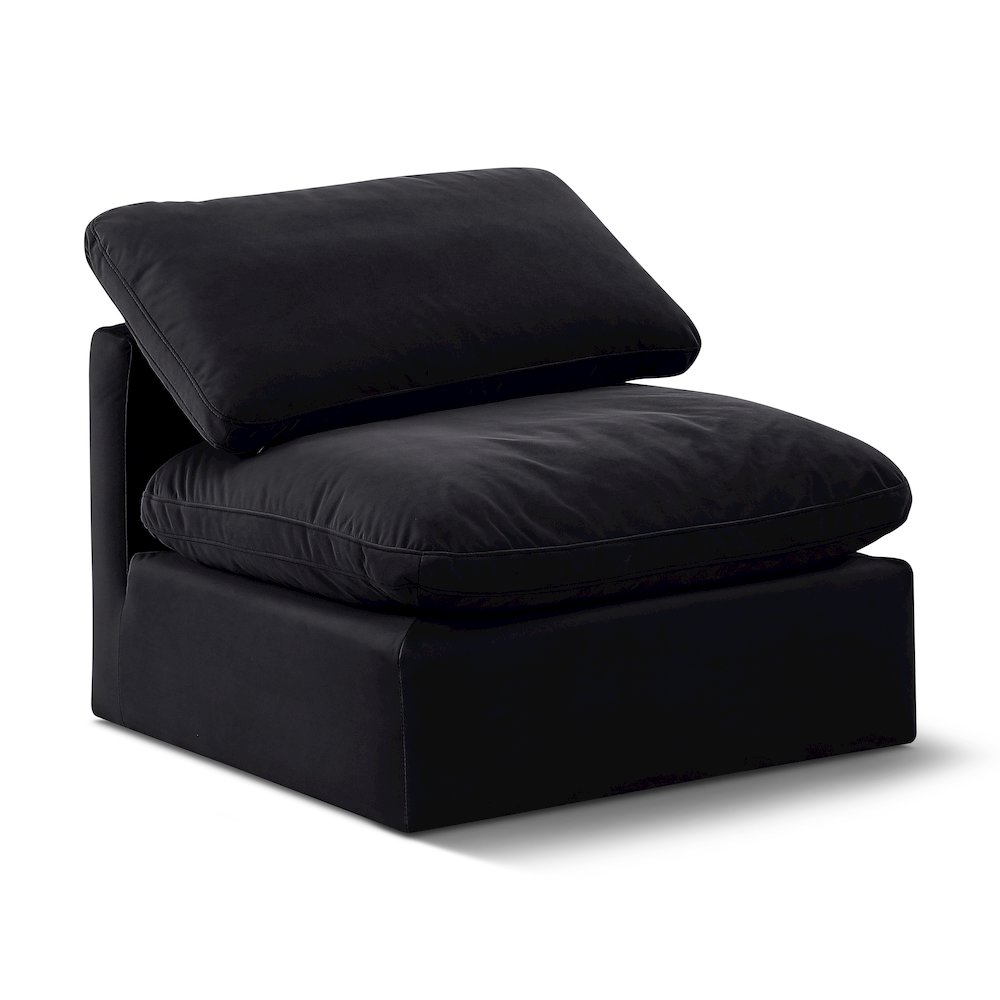 Indulge Black Velvet Armless Chair. Picture 1