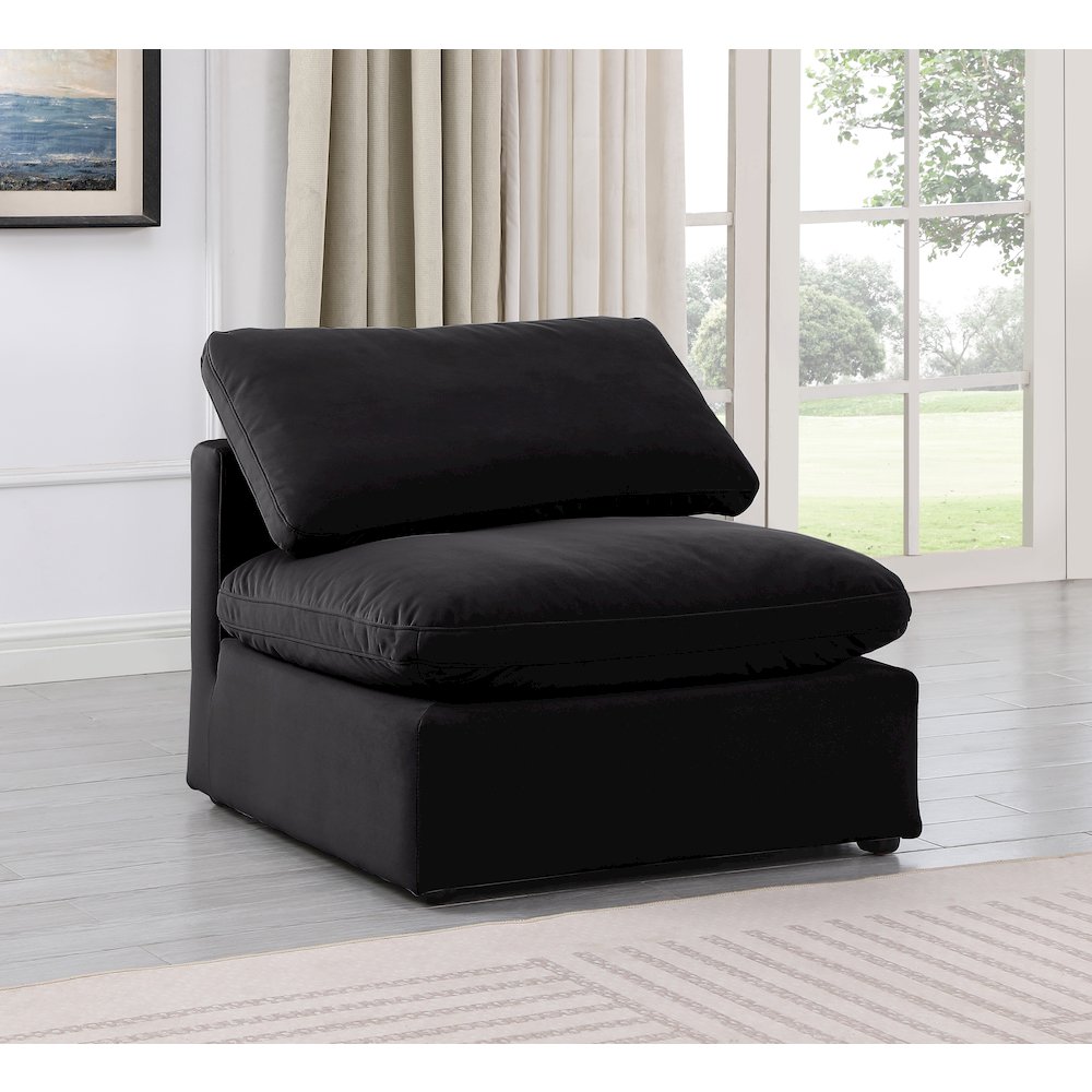 Indulge Black Velvet Armless Chair. Picture 2
