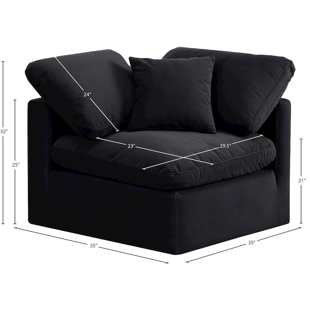 Indulge Black Velvet Corner Chair. Picture 8