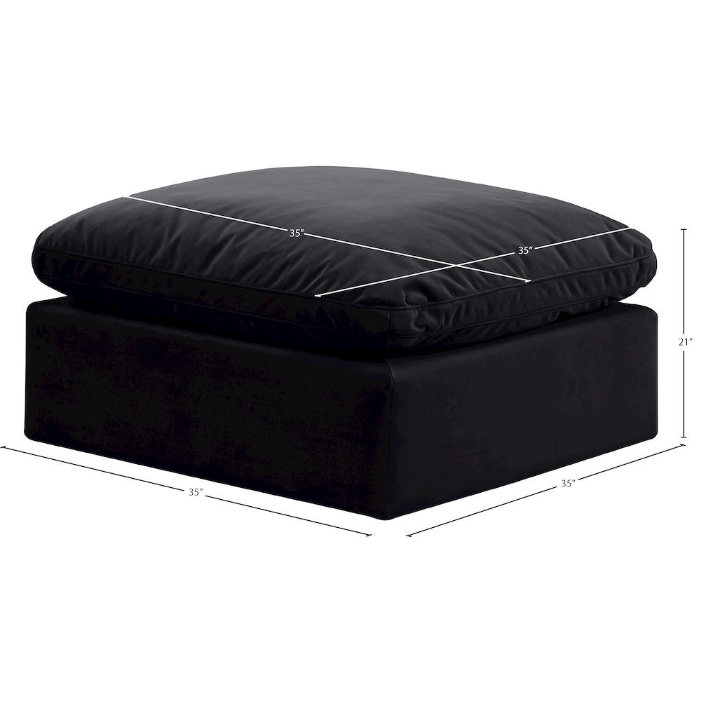 Indulge Black Velvet Ottoman. Picture 5