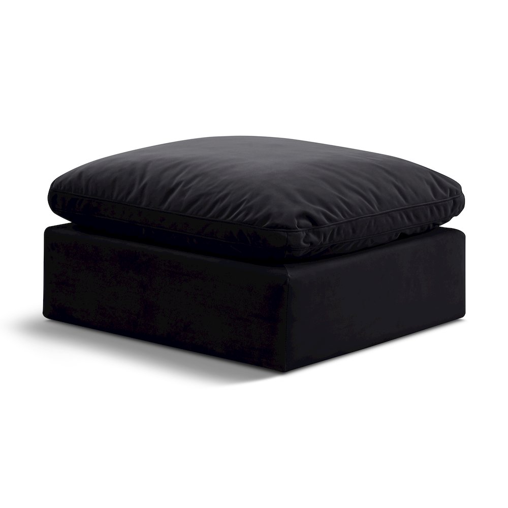 Indulge Black Velvet Ottoman. Picture 1
