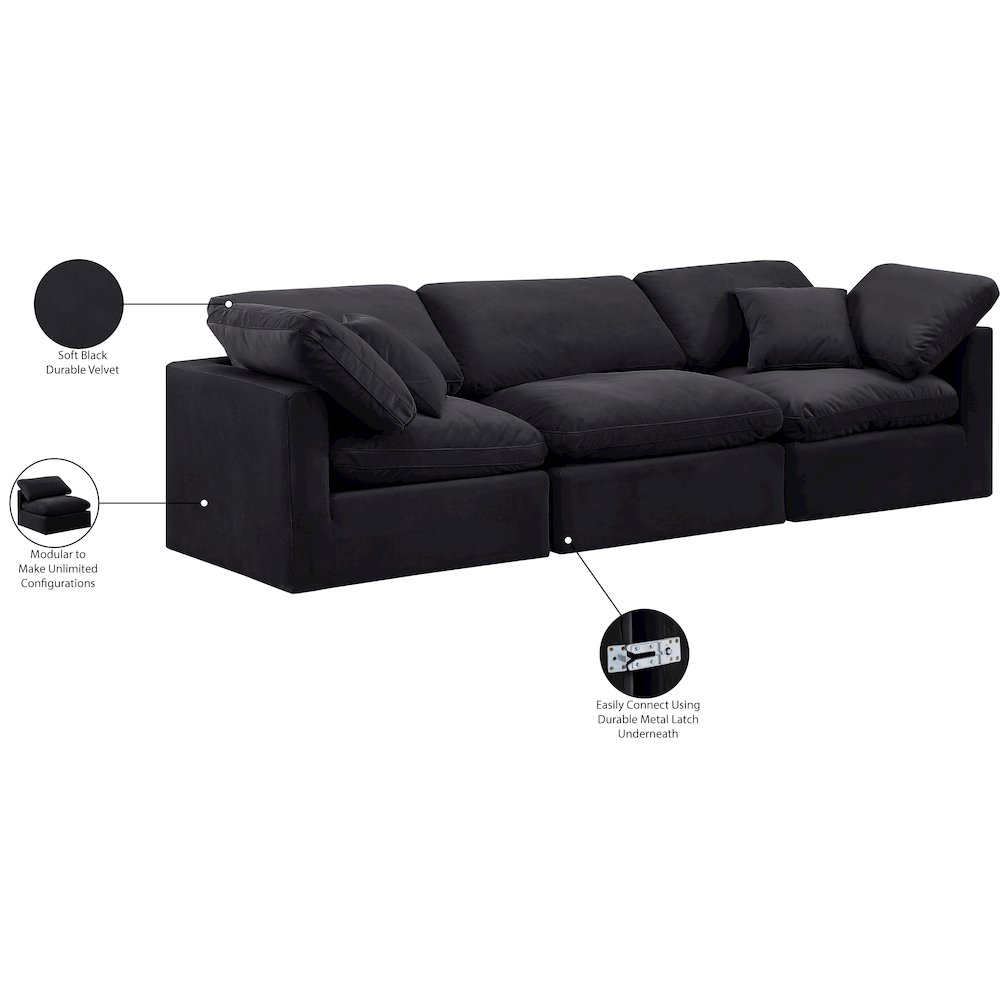Indulge Black Velvet Modular Sofa. Picture 9
