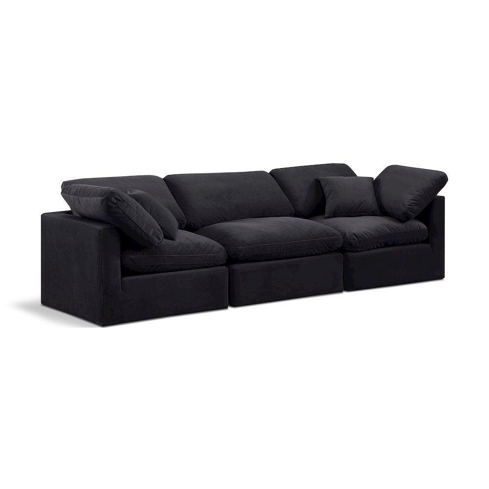 Indulge Black Velvet Modular Sofa. Picture 1