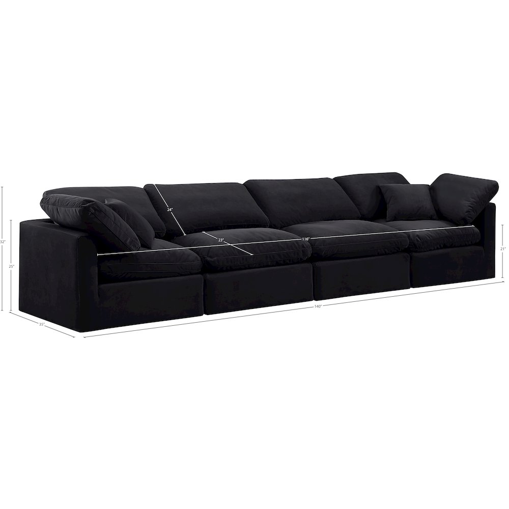 Indulge Black Velvet Modular Sofa. Picture 8