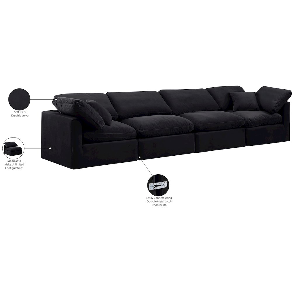 Indulge Black Velvet Modular Sofa. Picture 9