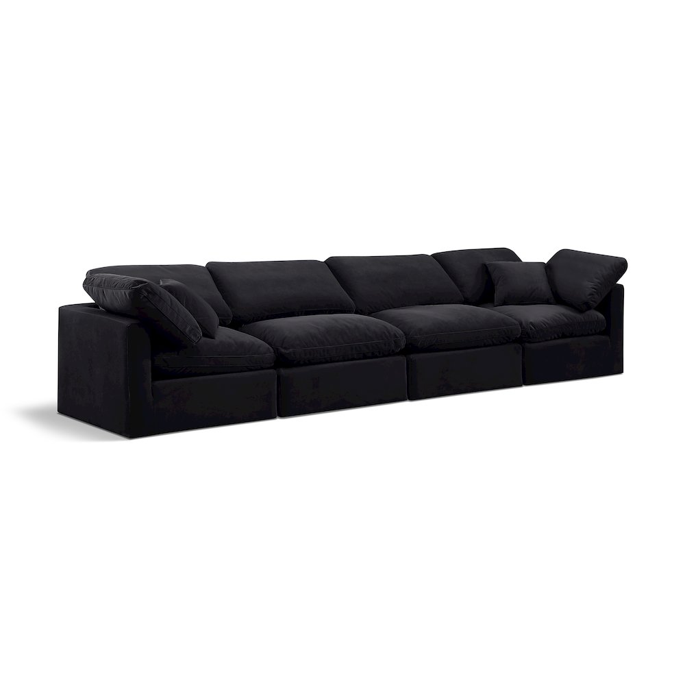 Indulge Black Velvet Modular Sofa. Picture 1