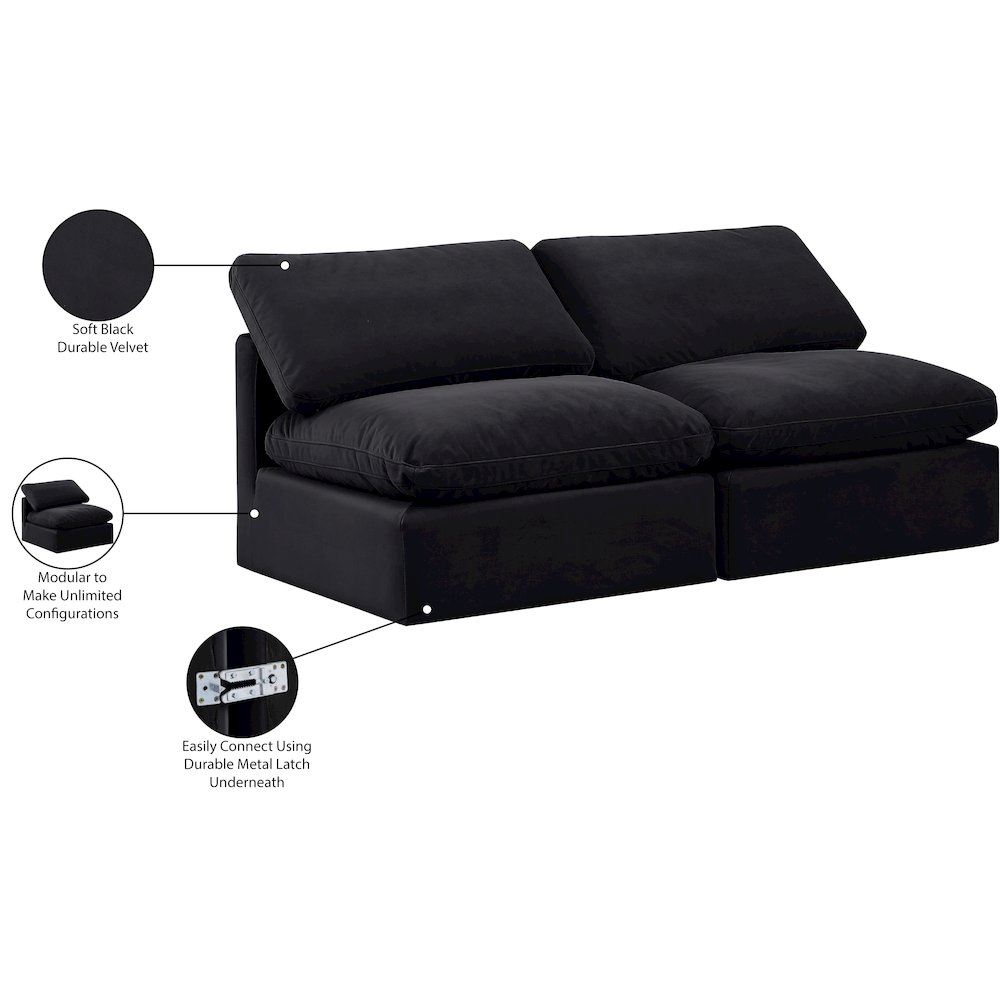 Indulge Black Velvet Modular Sofa. Picture 8