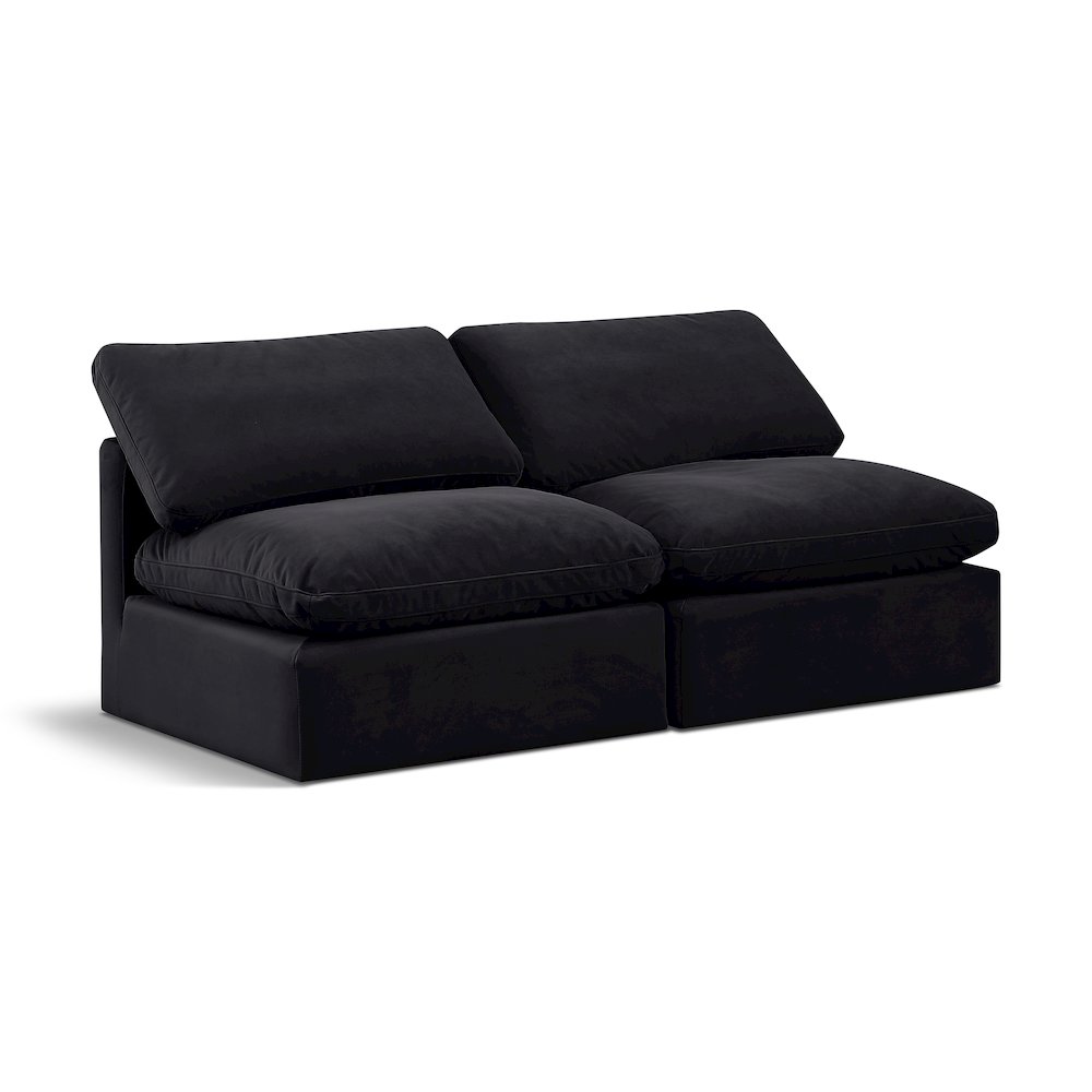 Indulge Black Velvet Modular Sofa. Picture 1