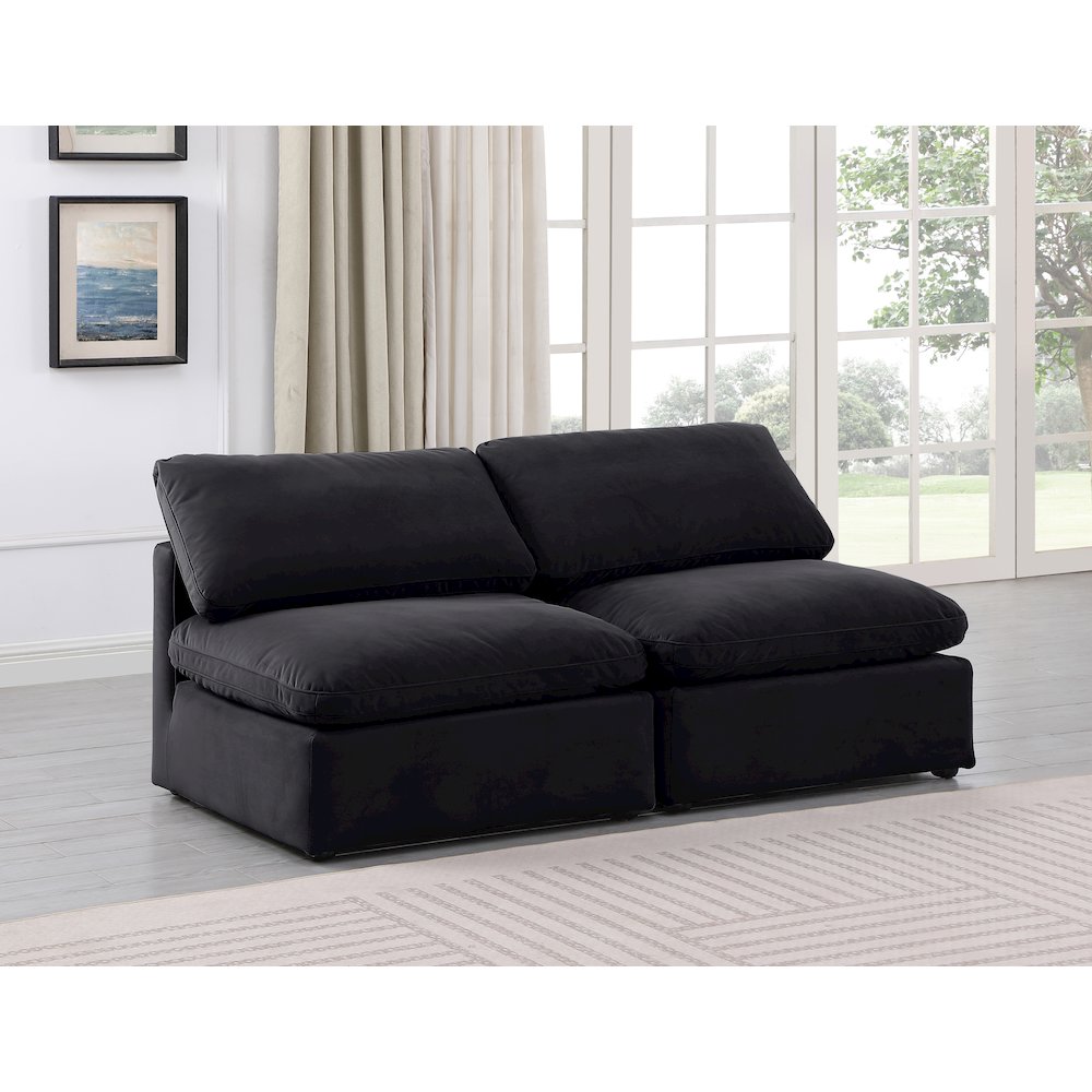 Indulge Black Velvet Modular Sofa. Picture 2