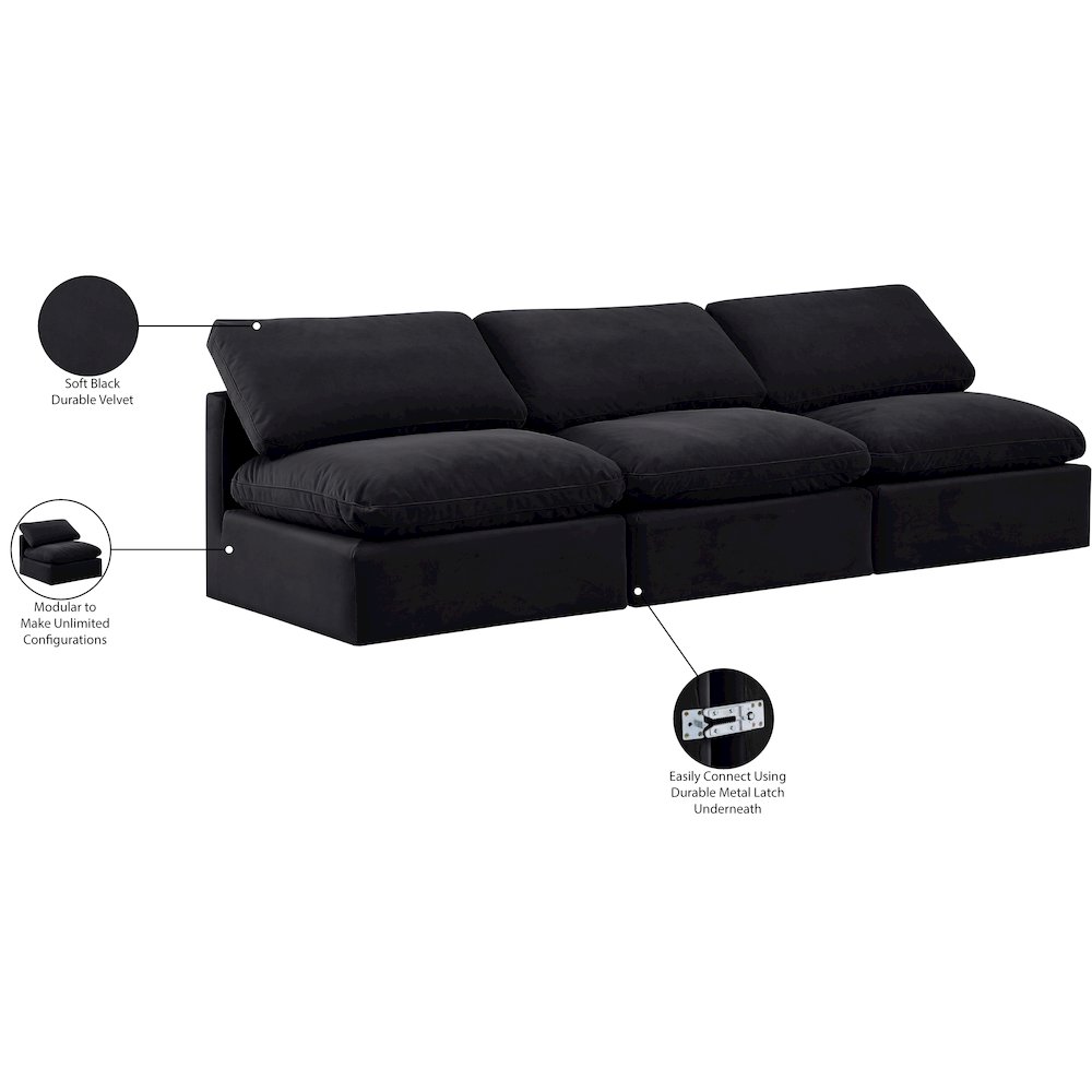Indulge Black Velvet Modular Sofa. Picture 8