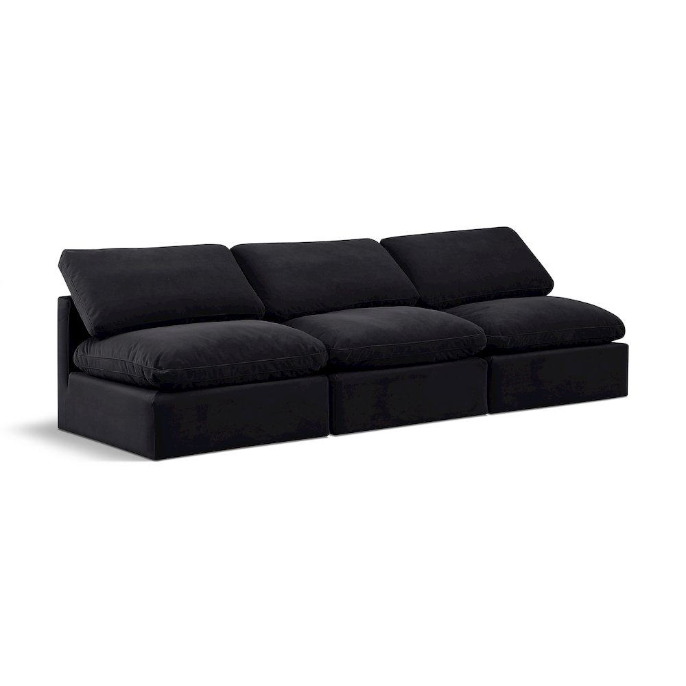 Indulge Black Velvet Modular Sofa. Picture 1