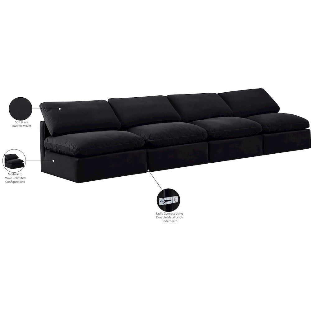 Indulge Black Velvet Modular Sofa. Picture 8
