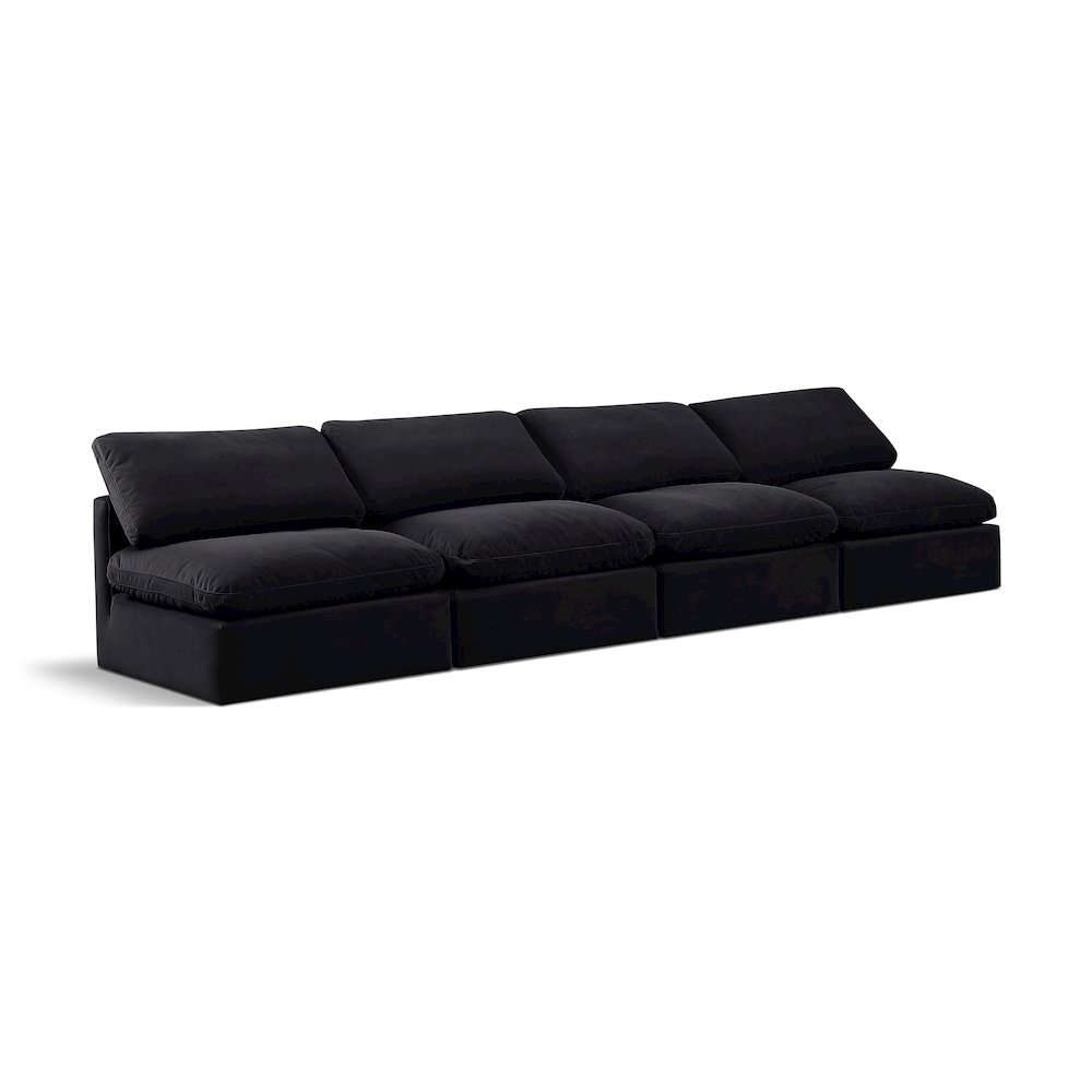 Indulge Black Velvet Modular Sofa. Picture 1