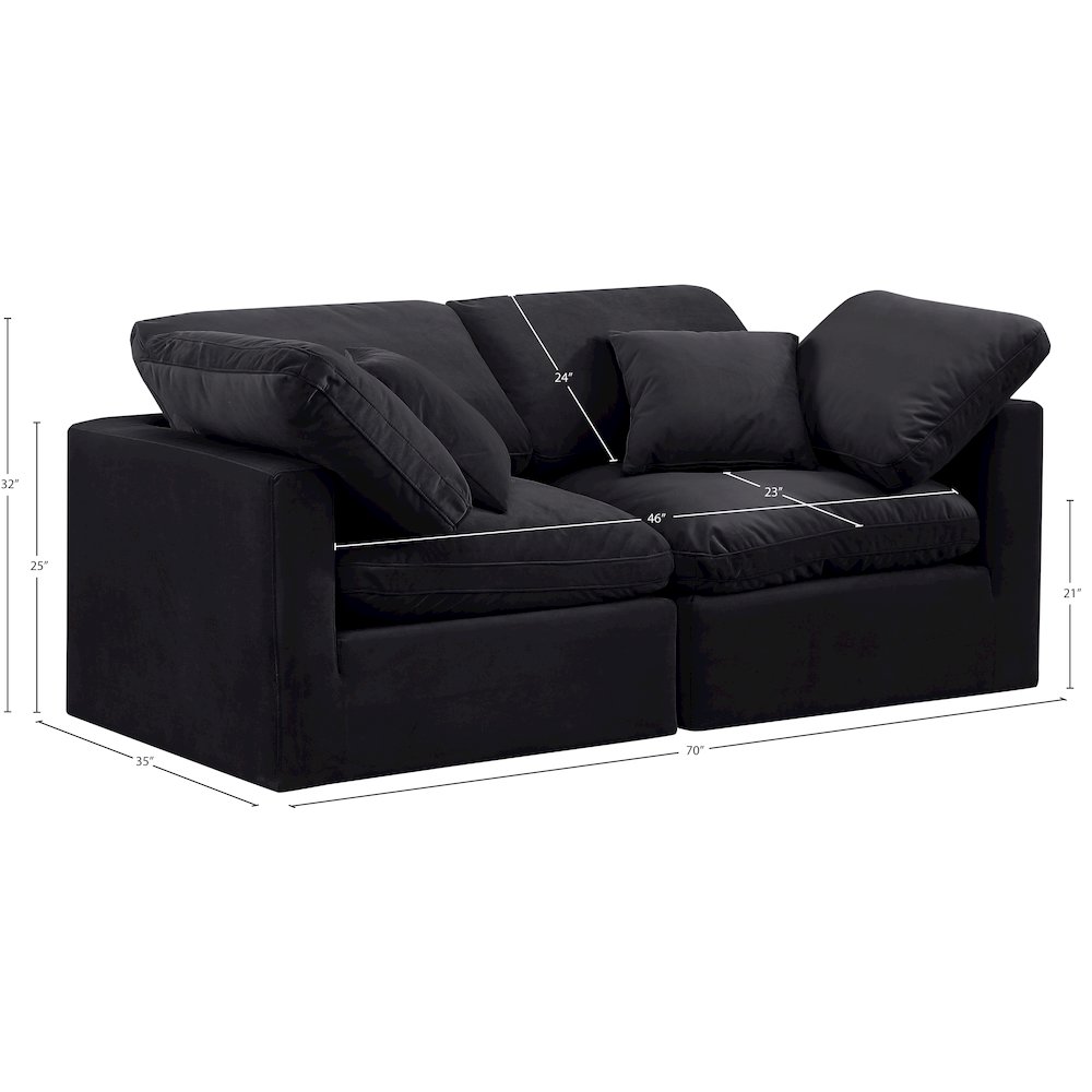 Indulge Black Velvet Modular Sofa. Picture 8