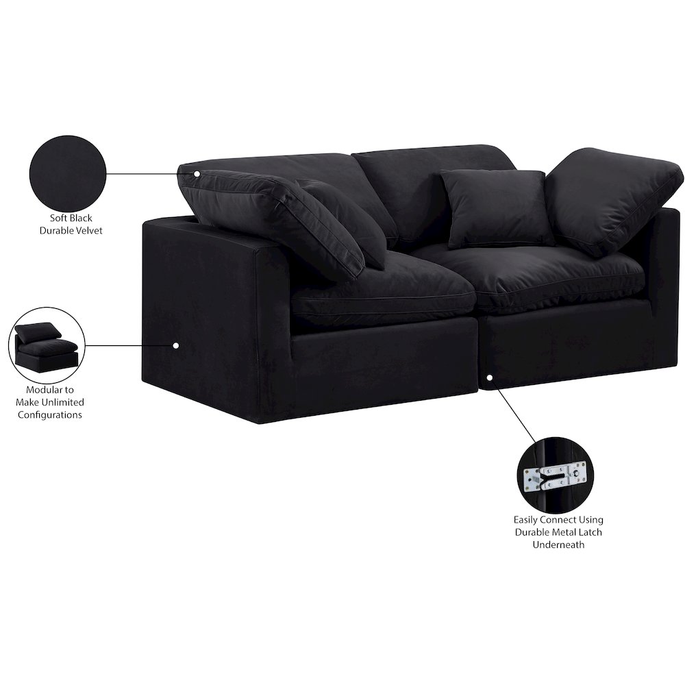 Indulge Black Velvet Modular Sofa. Picture 9