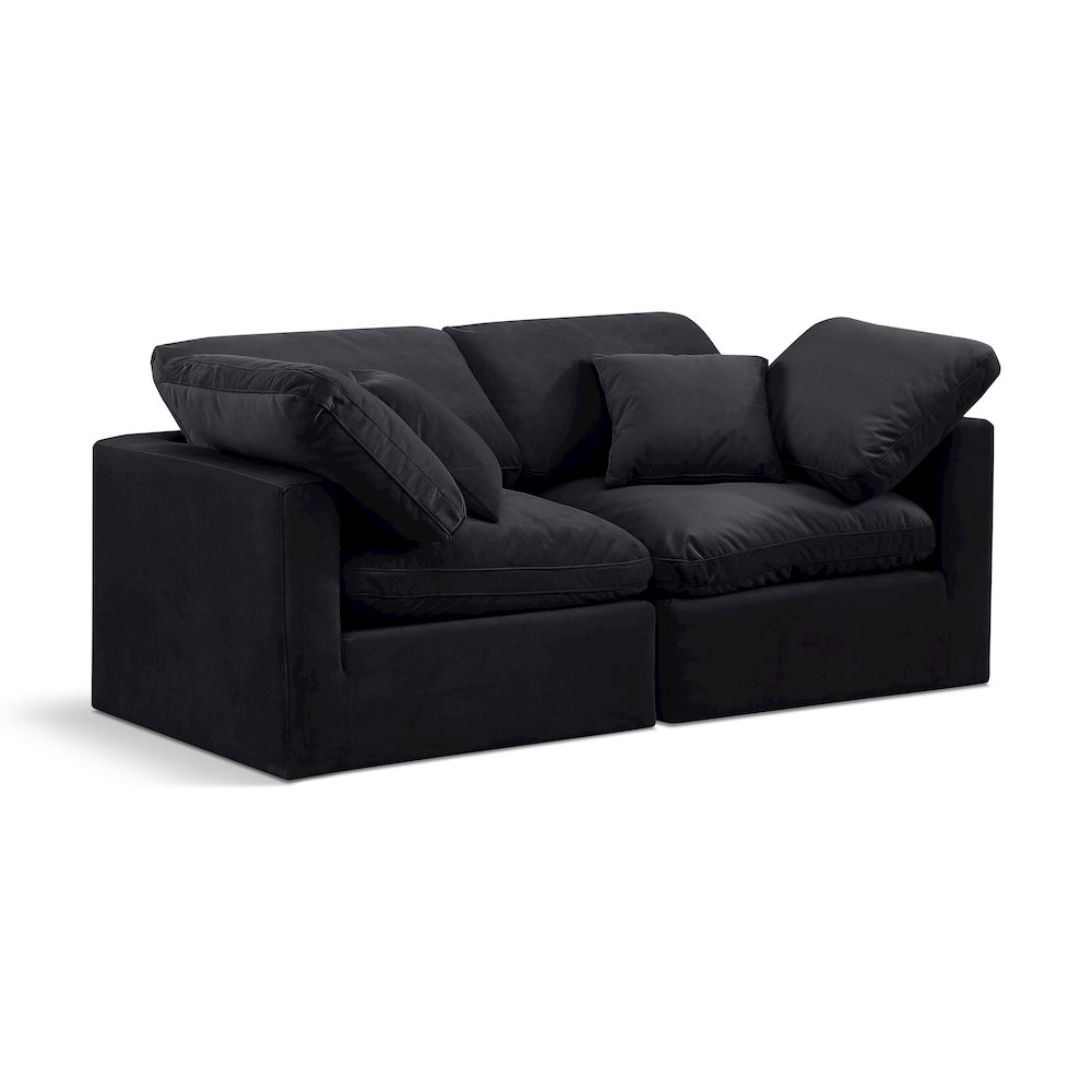 Indulge Black Velvet Modular Sofa. Picture 1