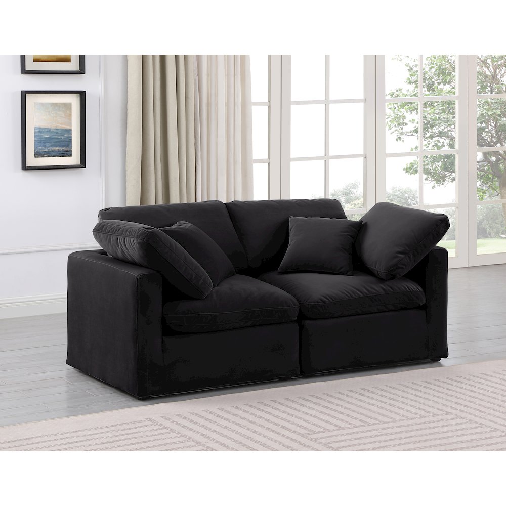 Indulge Black Velvet Modular Sofa. Picture 2