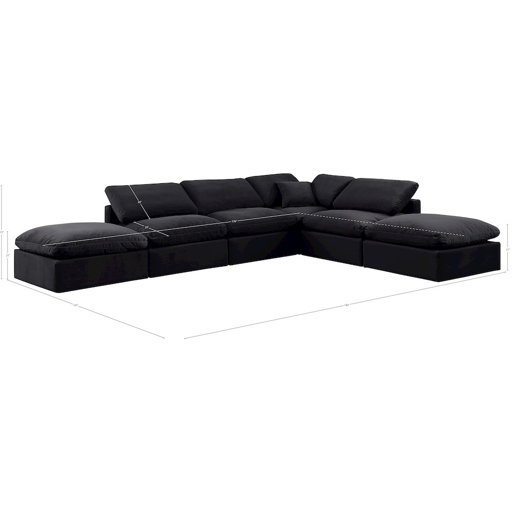 Indulge Black Velvet Modular Sectional. Picture 2