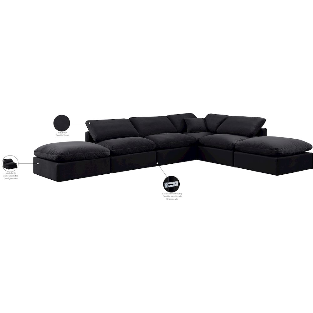 Indulge Black Velvet Modular Sectional. Picture 3