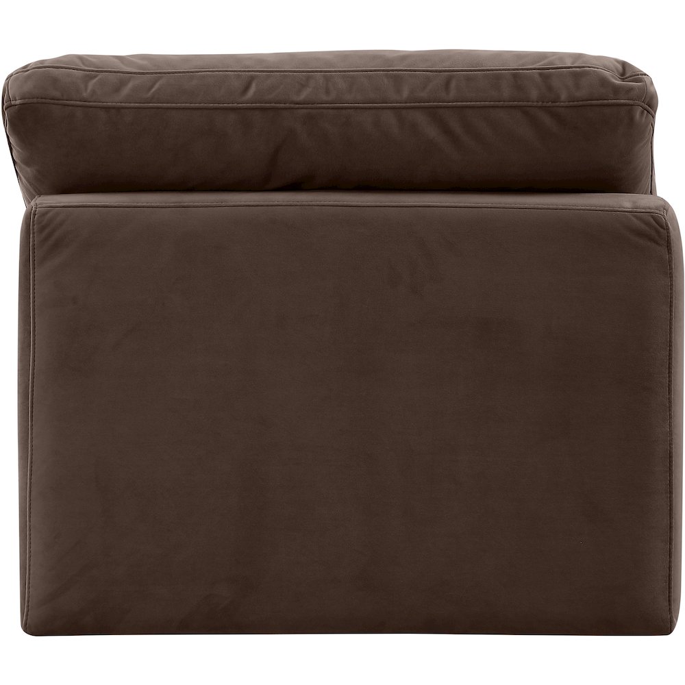 Indulge Brown Velvet Armless Chair. Picture 3