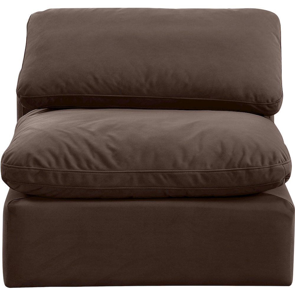 Indulge Brown Velvet Armless Chair. Picture 4