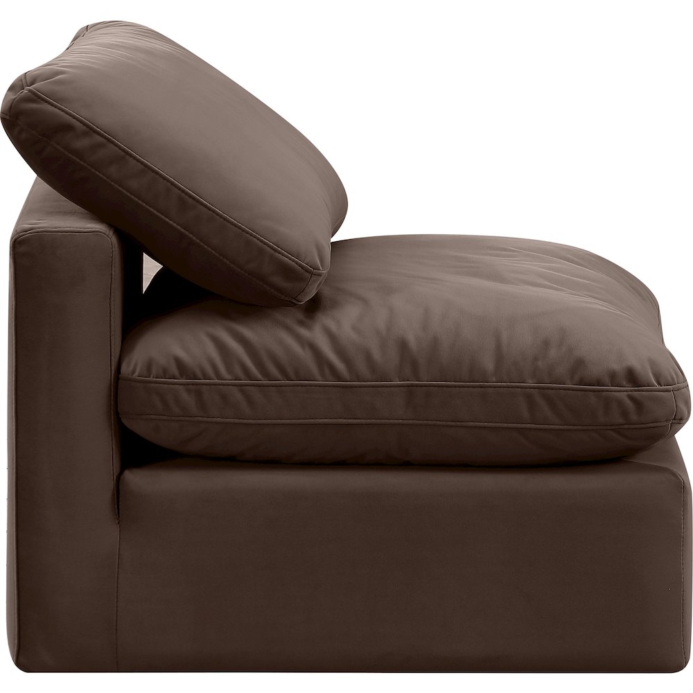 Indulge Brown Velvet Armless Chair. Picture 5