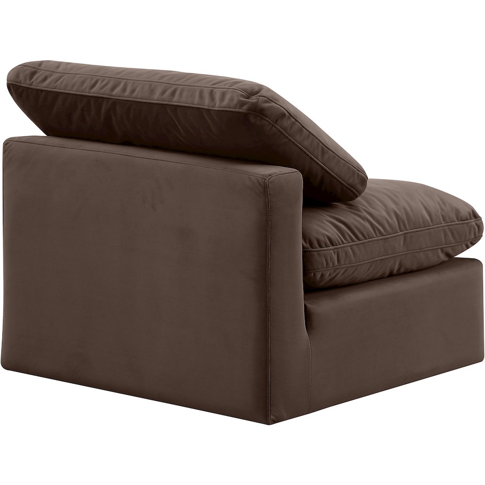 Indulge Brown Velvet Armless Chair. Picture 6