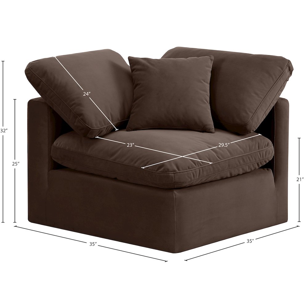 Indulge Brown Velvet Corner Chair. Picture 8