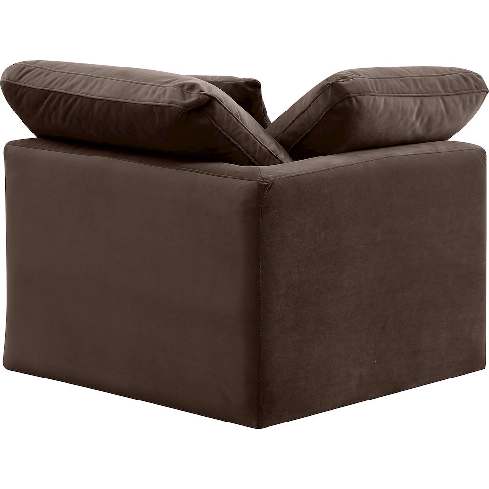 Indulge Brown Velvet Corner Chair. Picture 3