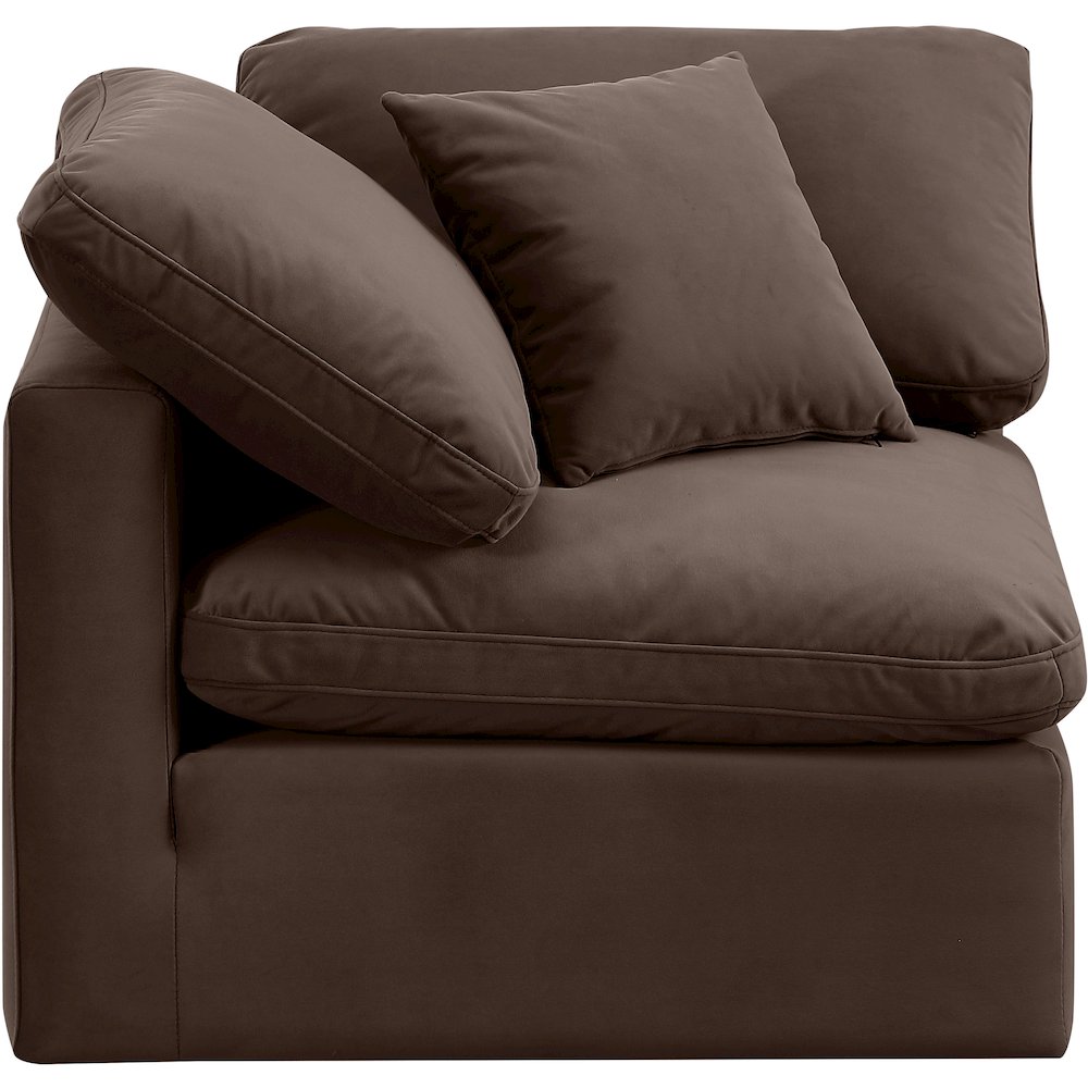 Indulge Brown Velvet Corner Chair. Picture 4