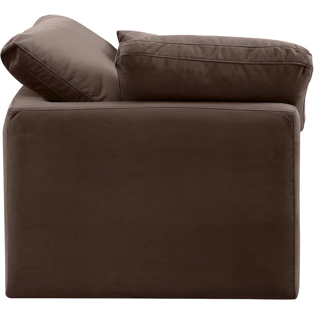 Indulge Brown Velvet Corner Chair. Picture 5