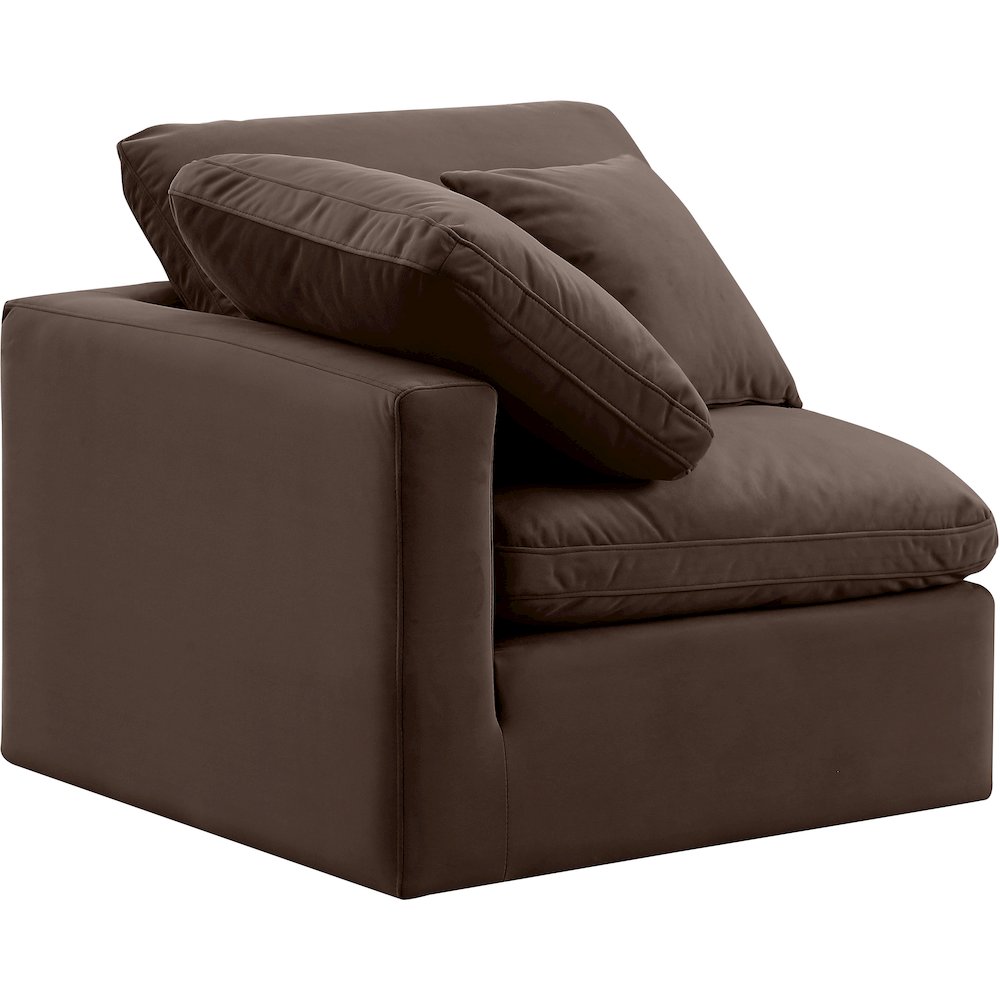 Indulge Brown Velvet Corner Chair. Picture 6