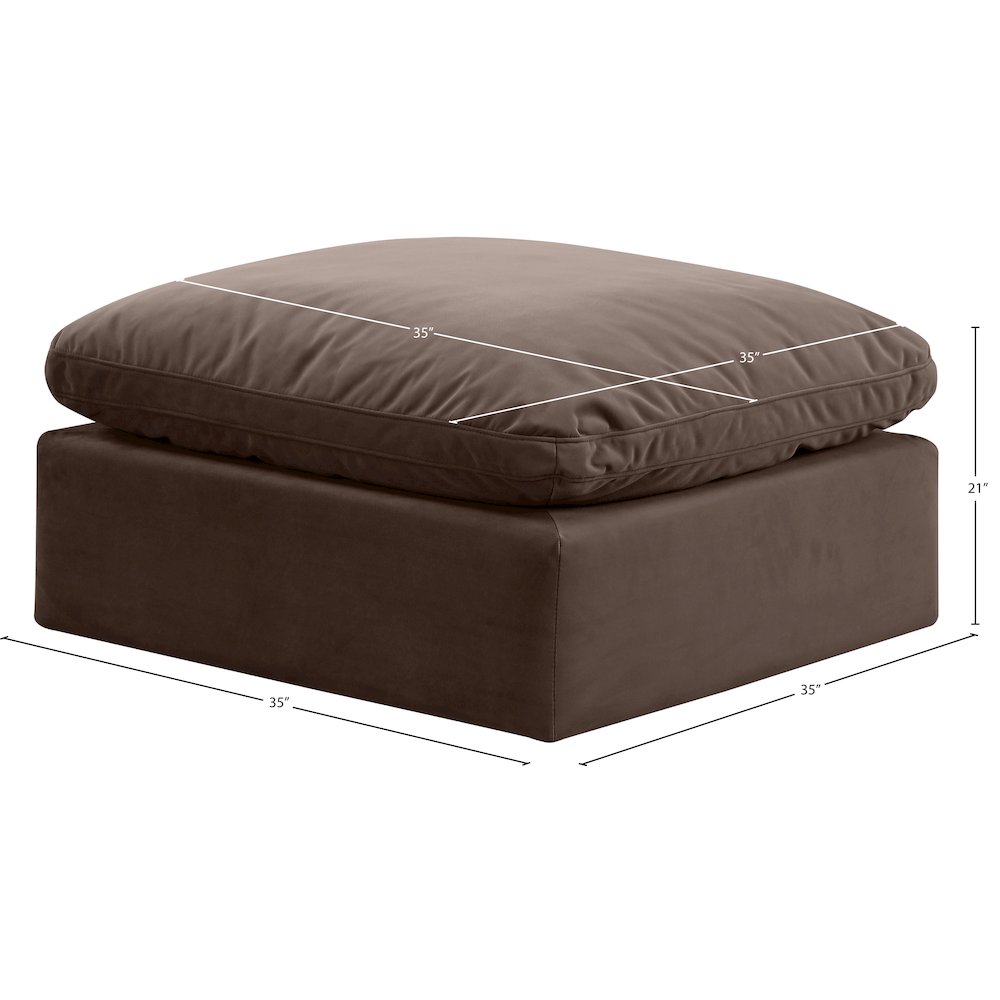 Indulge Brown Velvet Ottoman. Picture 5